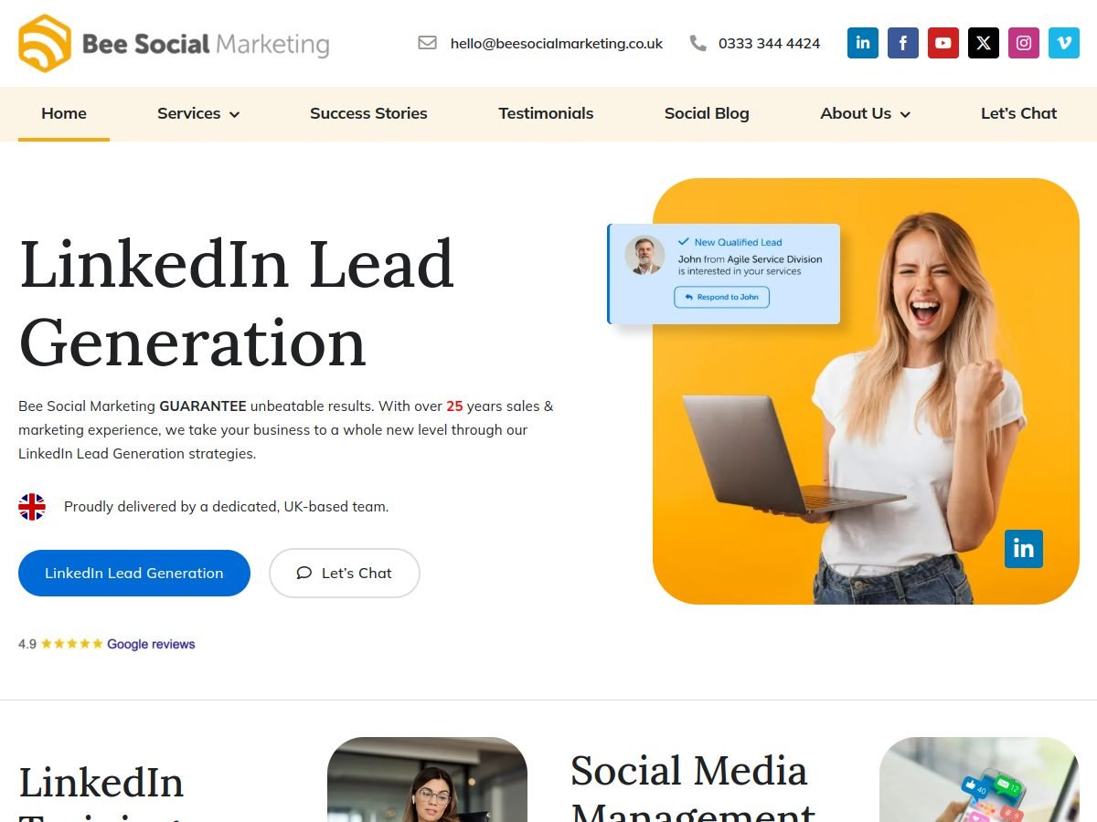 Bee Social Marketing website